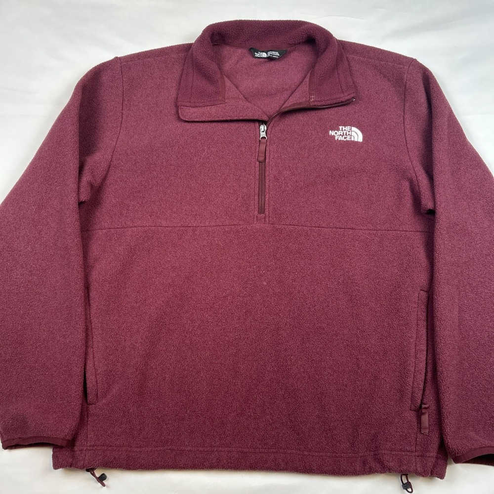 The North Face Men's L Maroon 1/4 Zip Fleece Pullover Jacket Warm Outdoor Layer